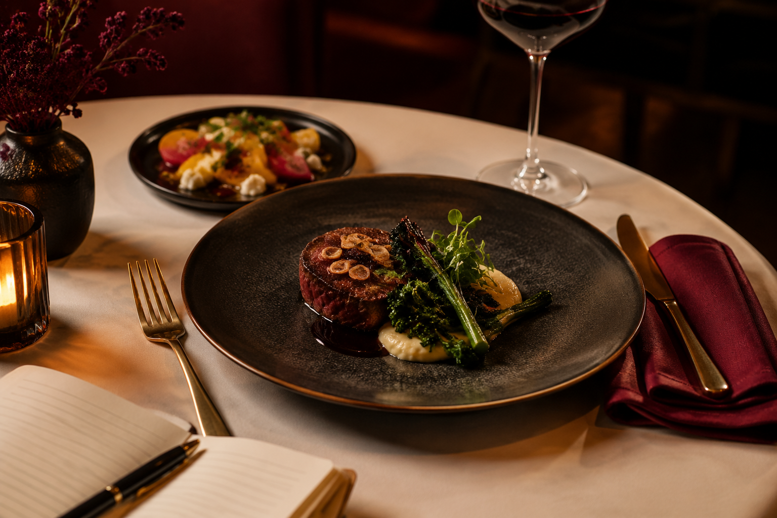Beautiful restaurant meal prepared for a professional food review
